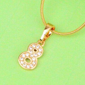 "Rose Gold Number 8 Pendant with Crystals – 18K Gold Plated Charm, XPPT1348